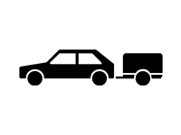 Symbol eines Autos mit Anhänger als Icon für die indrive Fahrschule.