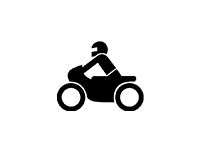 Symbol eines Motorrads mit Fahrer als Icon für die indrive Fahrschule.